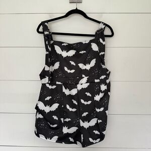 In Control Women’s 2X Black White Bat Overall Shorts Goth Grunge Punk